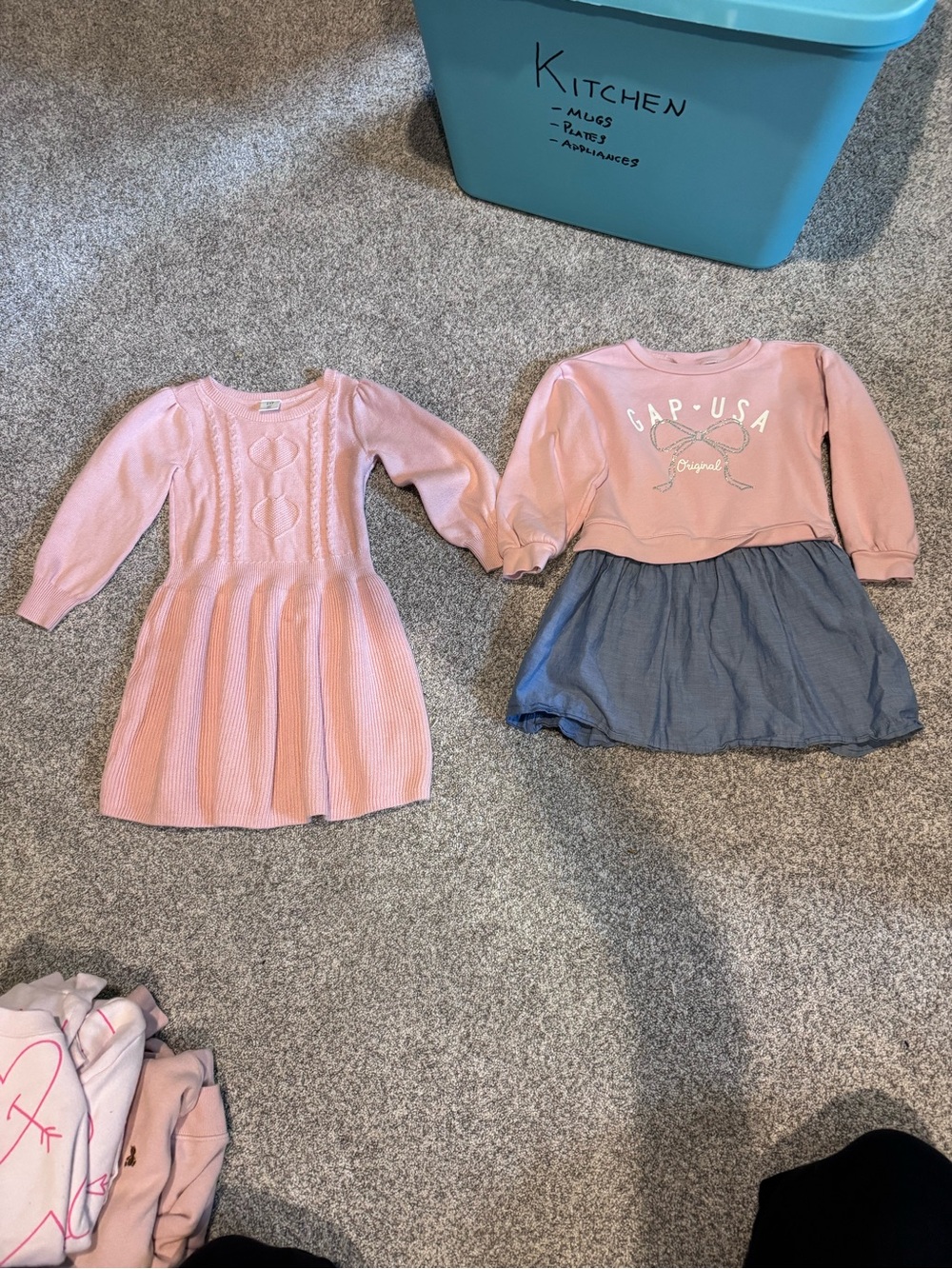 GAP Girls' Pink Knit Dress & Pink Sweatshirt Dress with Blue Skirt (Two Styles)
